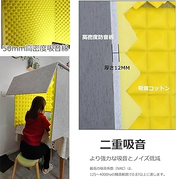 Amazon | 簡易防音室 1人用 防音室 防音ボックス 防音ブース・防音 Amazon | 簡易防音室 1人用 防音室 防音ボックス 防音ブース・防音